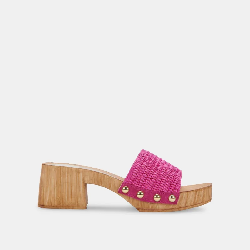 OAKLEY HEELS ORCHID RAFFIA sold by Dolce Vita