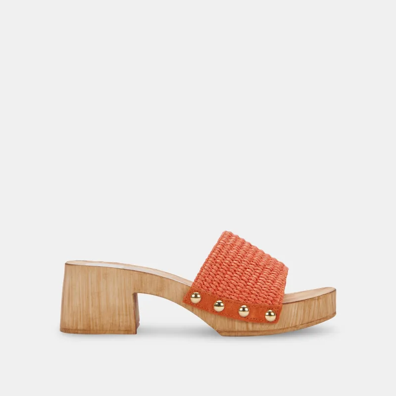 OAKLEY HEELS ORANGE RAFFIA sold by Dolce Vita