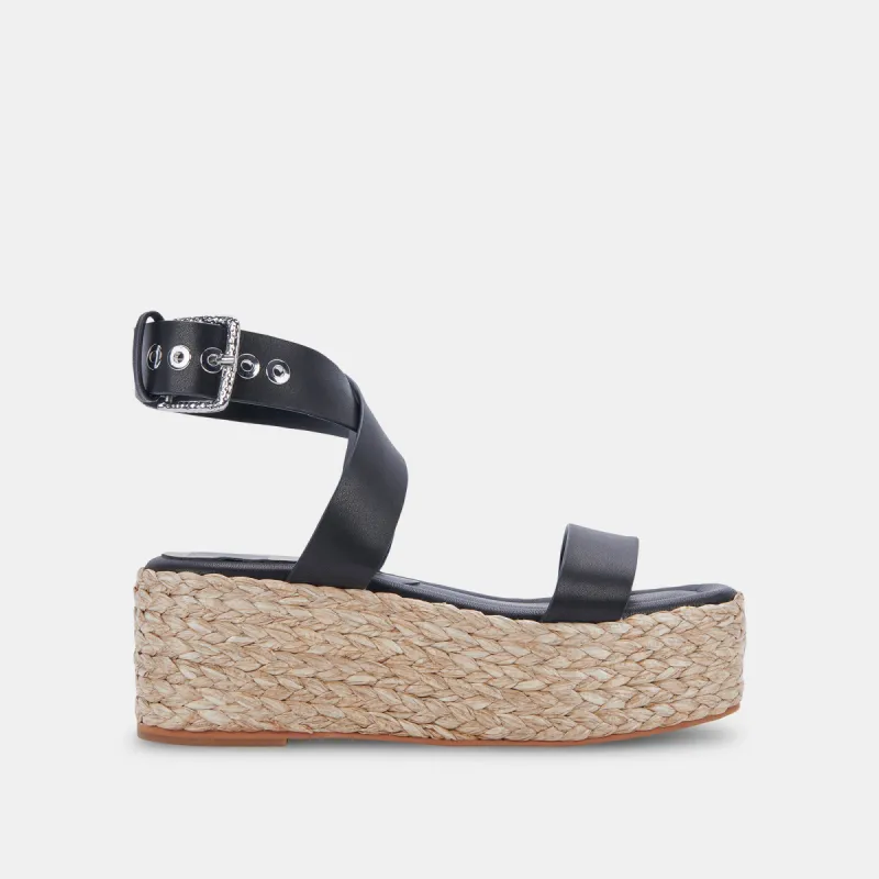 CANNES SANDALS BLACK LEATHER sold by Dolce Vita