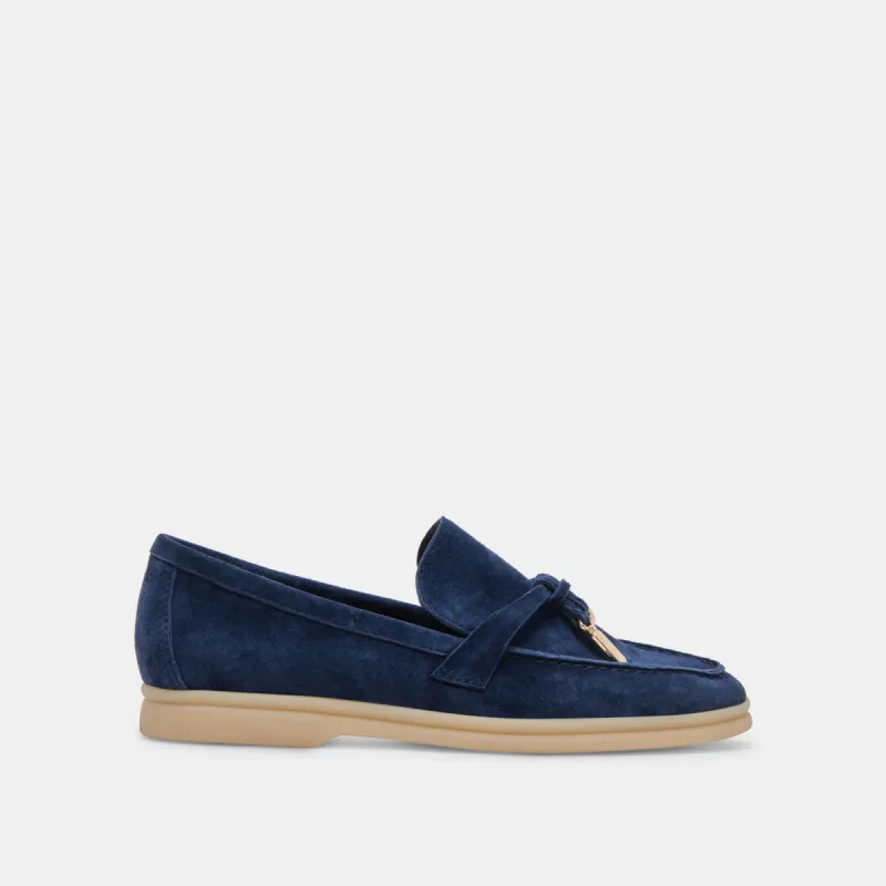 LONZO FLATS NAVY SUEDE sold by Dolce Vita