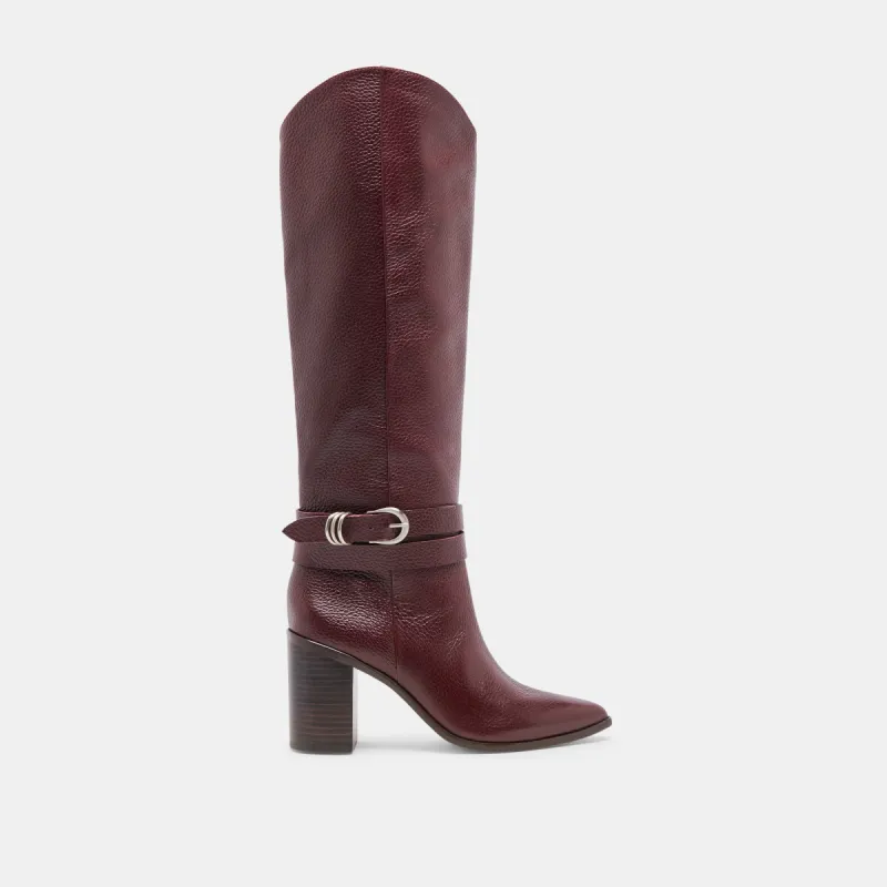 TYRONE WIDE CALF BOOTS CRANBERRY LEATHER sold by Dolce Vita