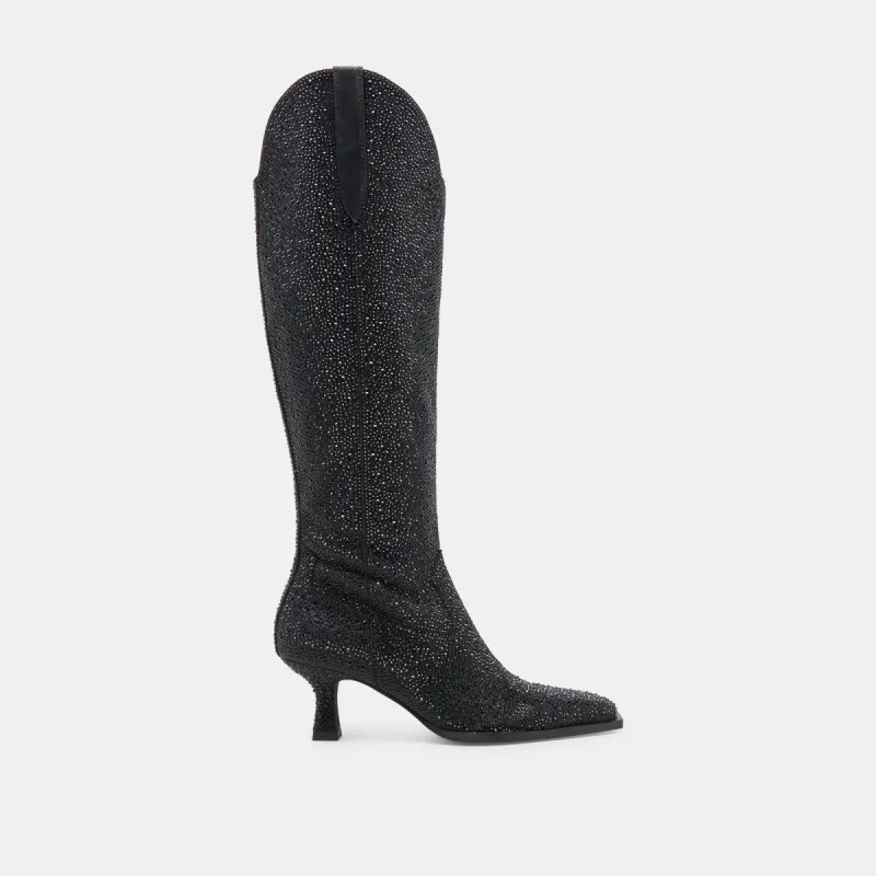 ARIANA CRYSTAL WIDE CALF BOOTS BLACK METALLIC CRYSTAL sold by Dolce Vita