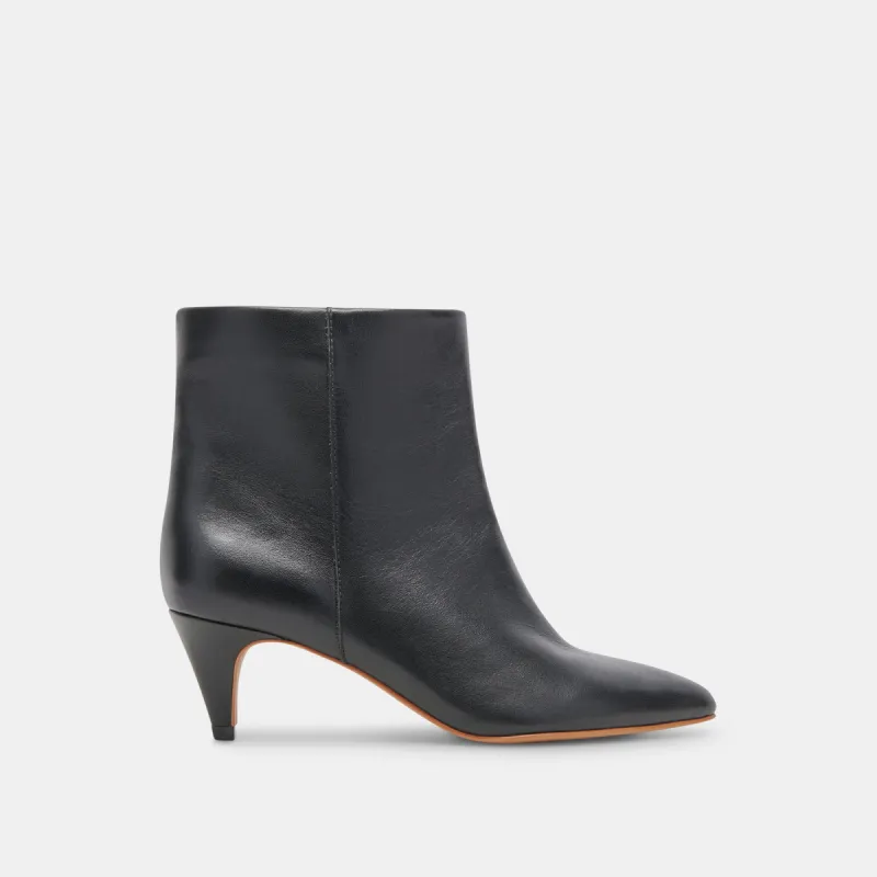 DEE WIDE BOOTIES JET BLACK LEATHER sold by Dolce Vita