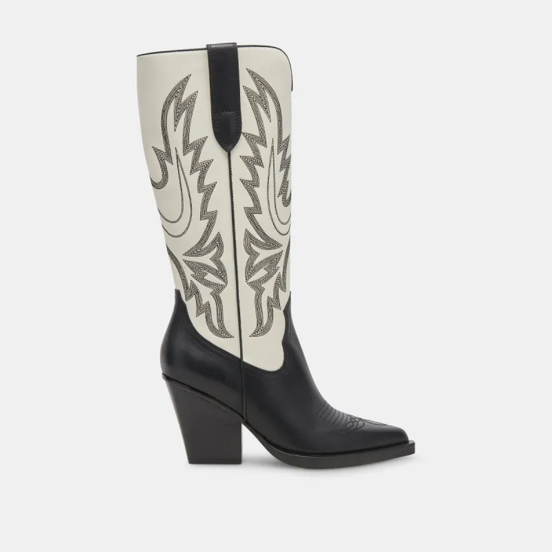 BLANCH BOOTS BLACK WHITE LEATHER sold by Dolce Vita