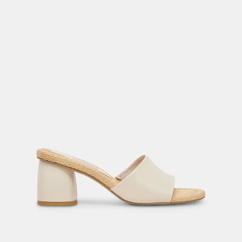 MINNY RAFFIA HEELS IVORY LEATHER sold by Dolce Vita