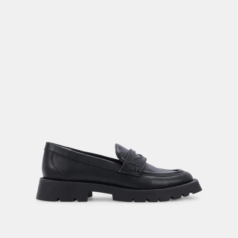 ELIAS FLATS BLACK LEATHER sold by Dolce Vita