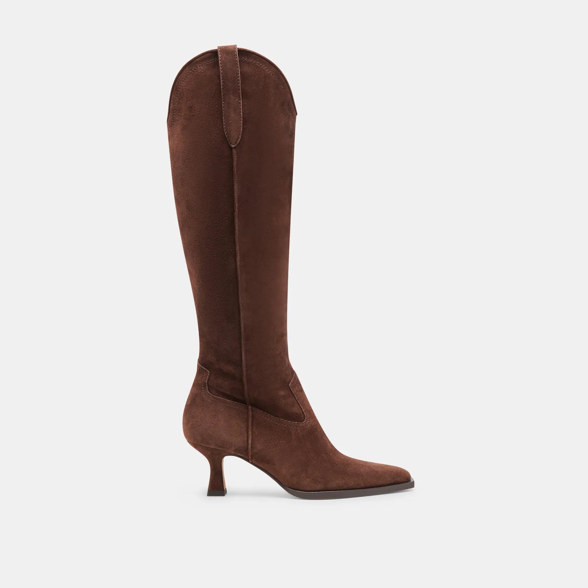 ARIANA WIDE CALF BOOTS DK BROWN SUEDE sold by Dolce Vita