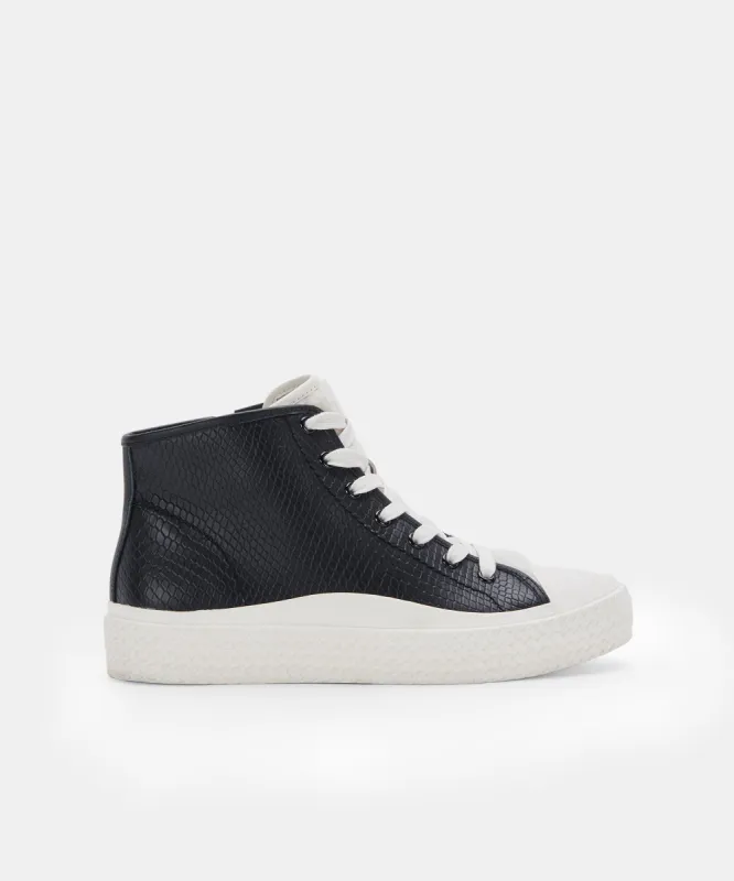 VEOLA PLUSH SNEAKERS BLACK EMBOSSED LEATHER re:vita sold by Dolce Vita