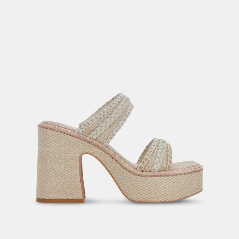 WHIM HEELS OATMEAL RAFFIA sold by Dolce Vita