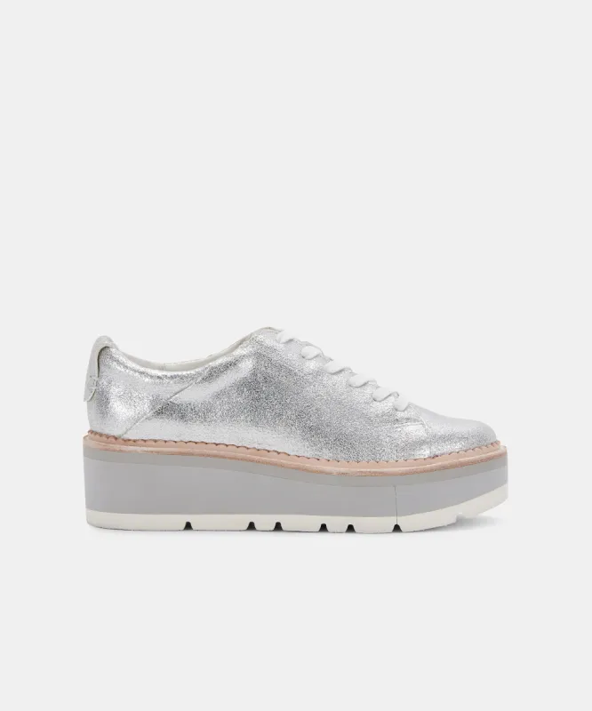 TOYAH SNEAKERS IN SILVER METALLIC SUEDE - re:vita sold by Dolce Vita
