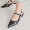 PENNEY STUD FLATS MIDNIGHT CRINKLE PATENT sold by Dolce Vita