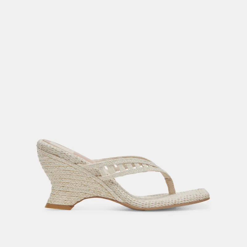 NULLAH WEDGES OATMEAL RAFFIA sold by Dolce Vita