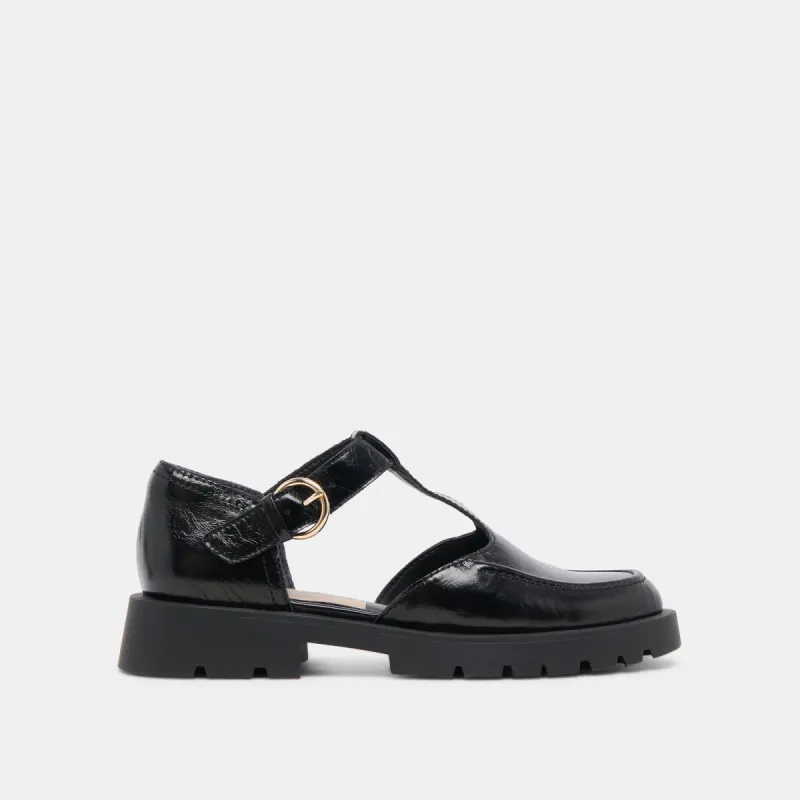 EMILIO FLATS MIDNIGHT CRINKLE PATENT LEATHER sold by Dolce Vita