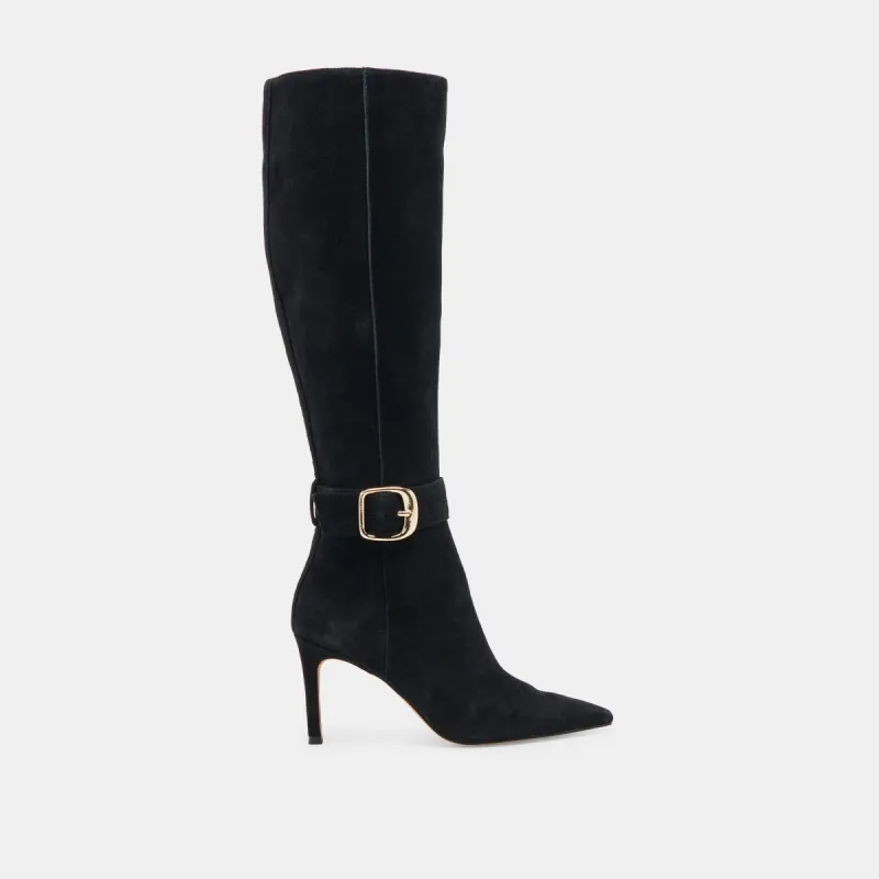 KINZY WIDE CALF BOOTS ONYX SUEDE sold by Dolce Vita