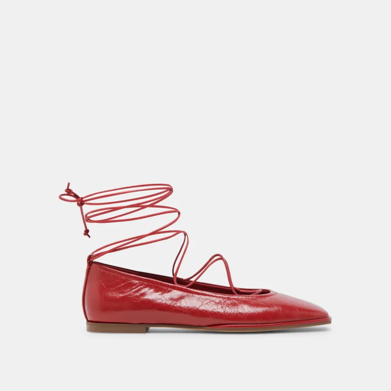RYDER BALLET FLATS RED CRINKLE PATENT sold by Dolce Vita