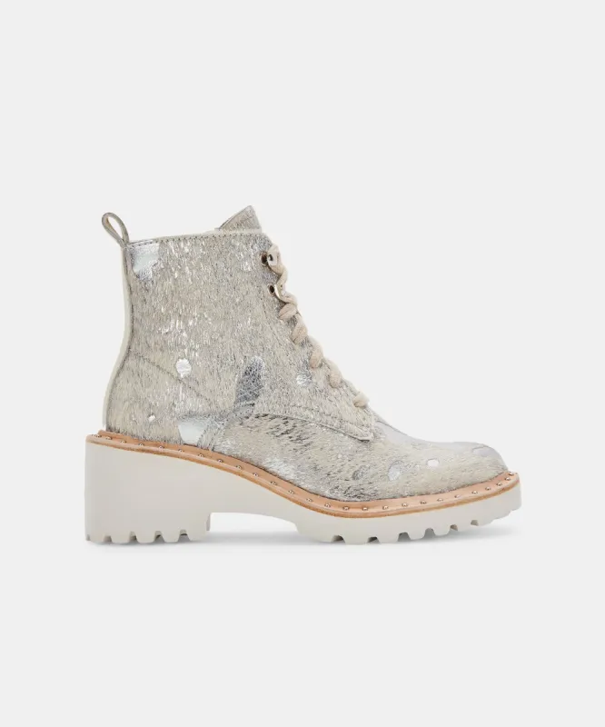 HINTO BOOTS SILVER METALLIC CALF HAIR sold by Dolce Vita