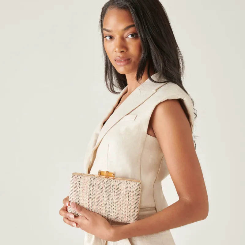 GRETA CLUTCH BONE WOVEN sold by Dolce Vita