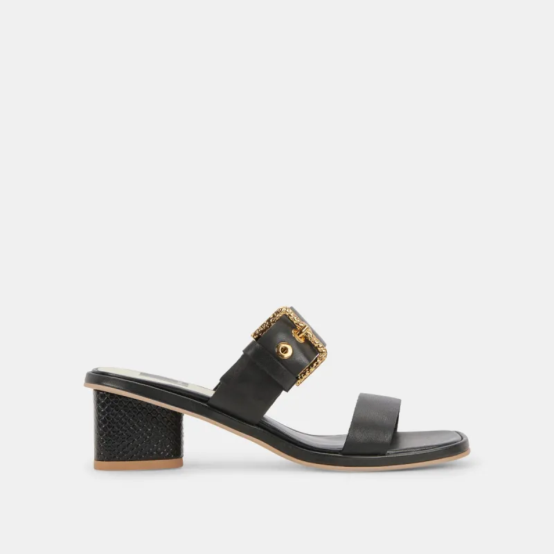 RIVA SANDALS BLACK LEATHER sold by Dolce Vita