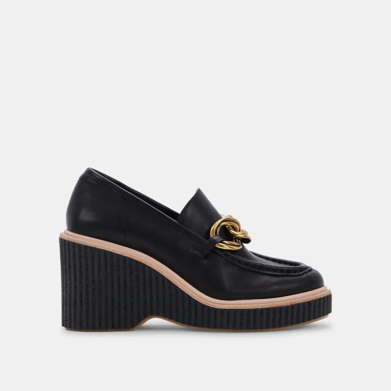 BRENAN WEDGES BLACK LEATHER - re:vita sold by Dolce Vita
