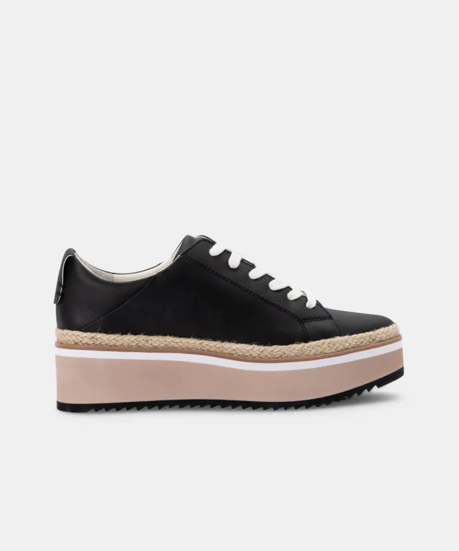 TINLEY SNEAKERS BLACK LEATHER - re:vita sold by Dolce Vita