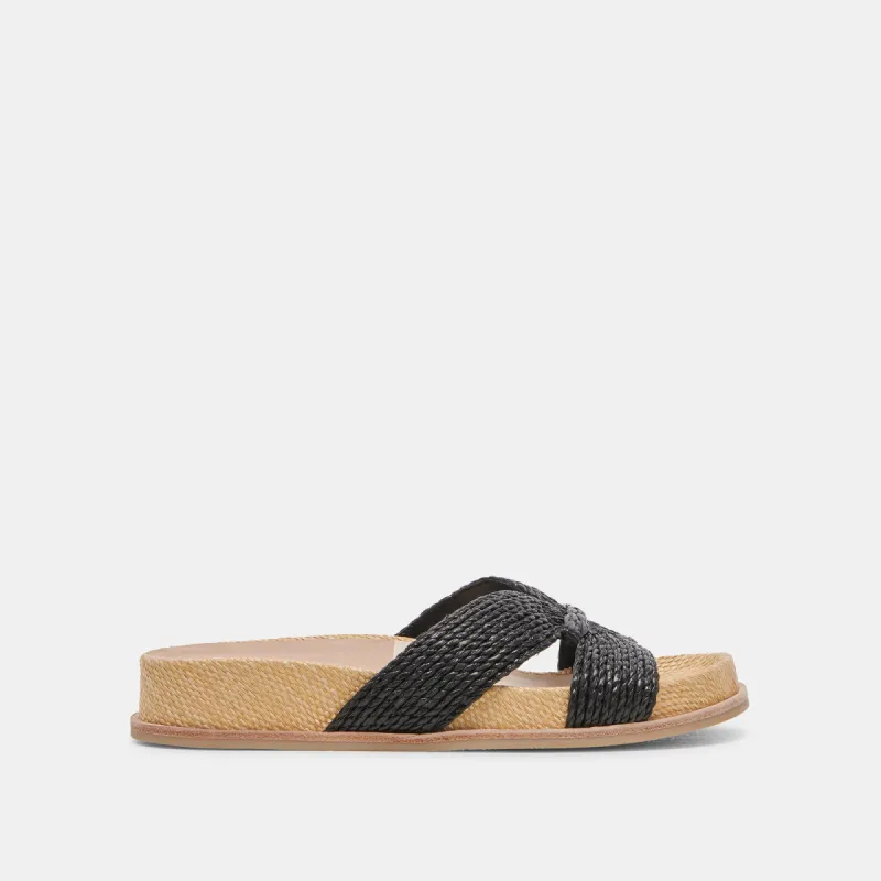 SELDA WIDE SANDALS ONYX RAFFIA sold by Dolce Vita