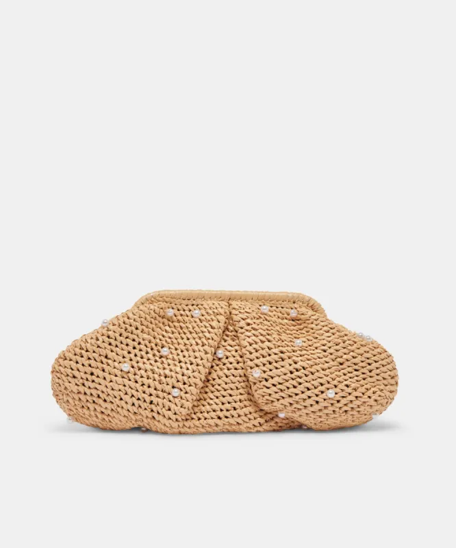 CRISSY CLUTCH NATURAL PEARL RAFFIA sold by Dolce Vita