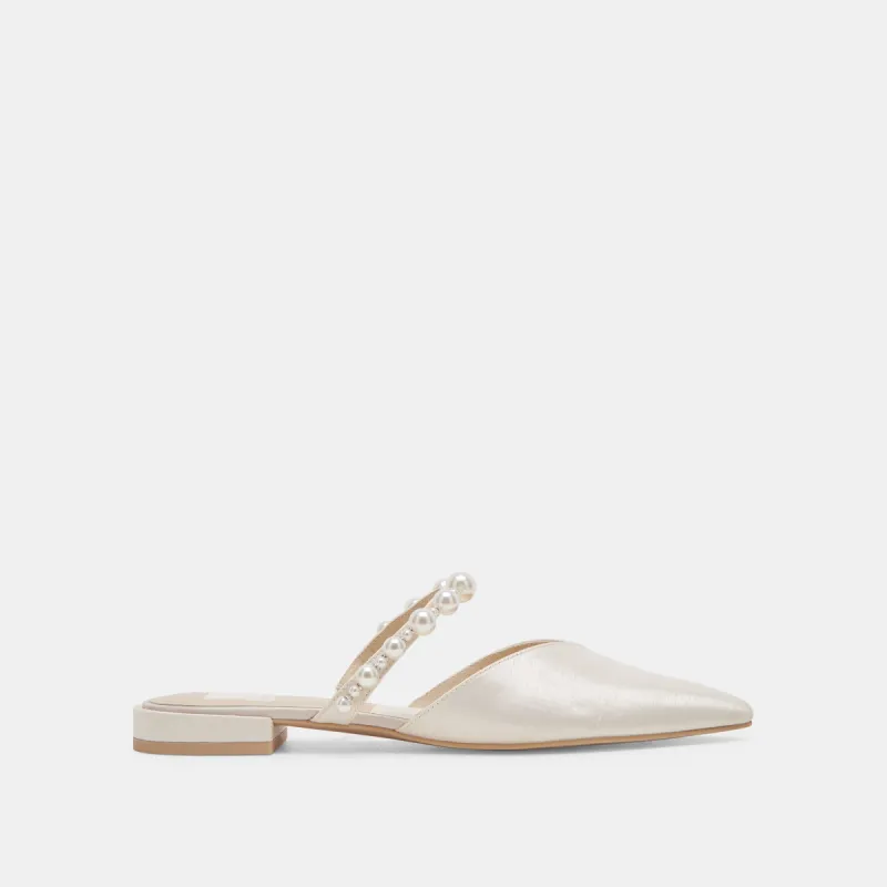 KANIKA PEARL WIDE FLATS VANILLA PEARLS sold by Dolce Vita