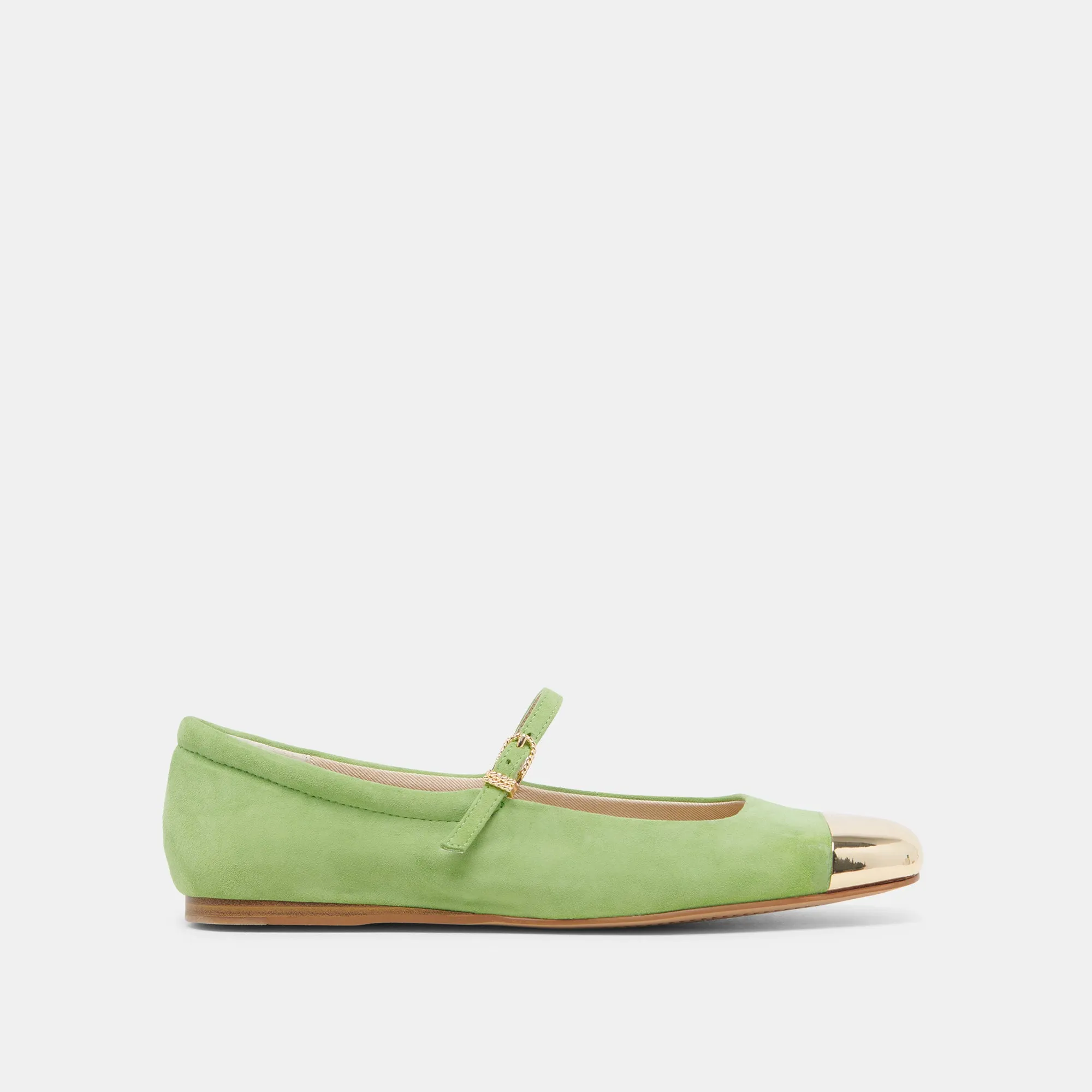 REYES TOE CAP BALLET FLATS LIME SUEDE sold by Dolce Vita