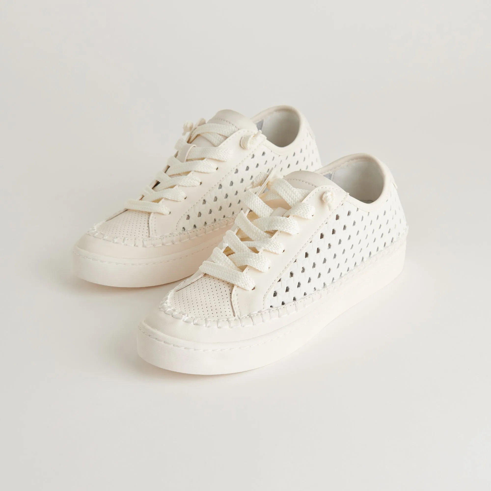 ZOLEN SNEAKERS WHITE PERFORATED LEATHER sold by Dolce Vita