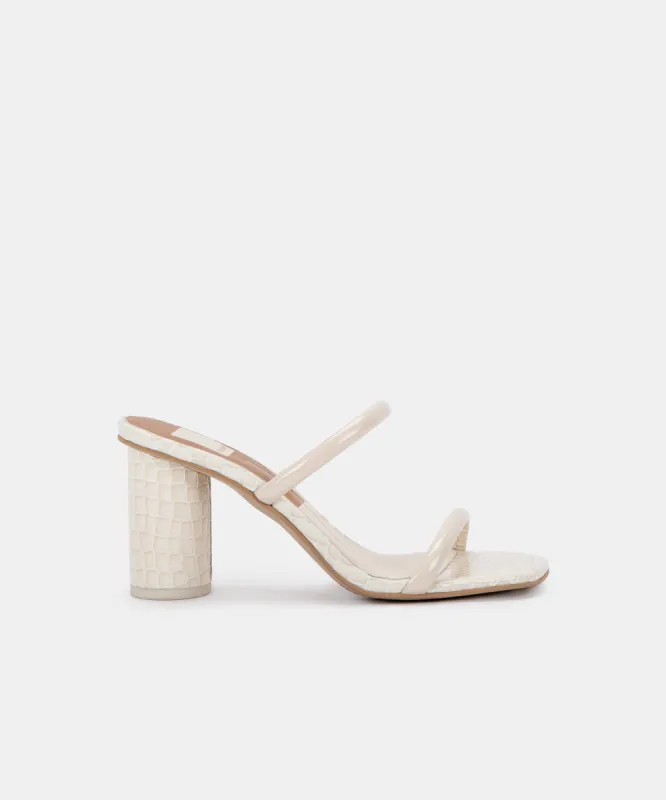 NOLES WIDE HEELS IVORY PATENT CROCO LEATHER re:vita sold by Dolce Vita