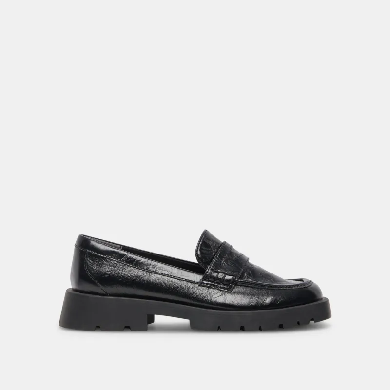 ELIAS FLATS ONYX CRINKLE PATENT sold by Dolce Vita