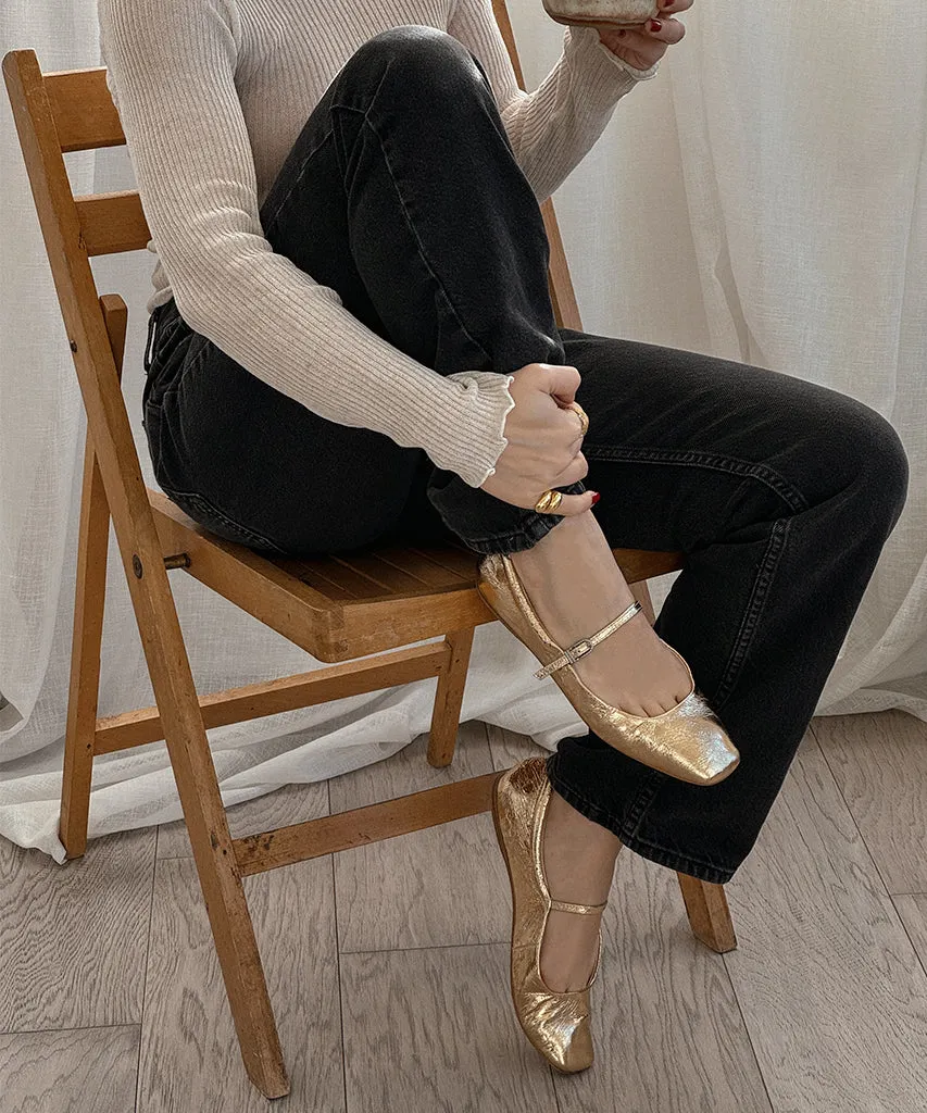 REYES BALLET FLATS GOLD DISTRESSED LEATHER sold by Dolce Vita product image thumbnail 4