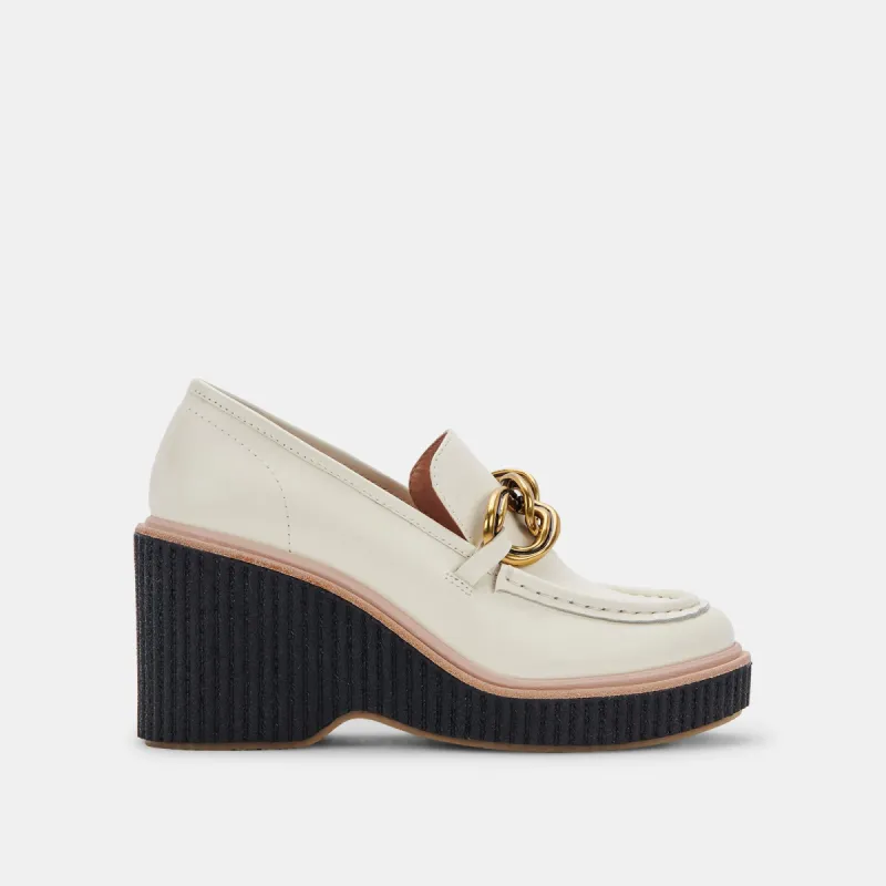 BRENAN WEDGES OFF WHITE LEATHER sold by Dolce Vita