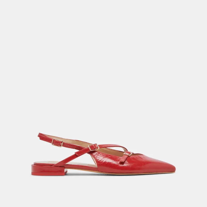 PAMLA FLATS RED CRINKLE PATENT sold by Dolce Vita