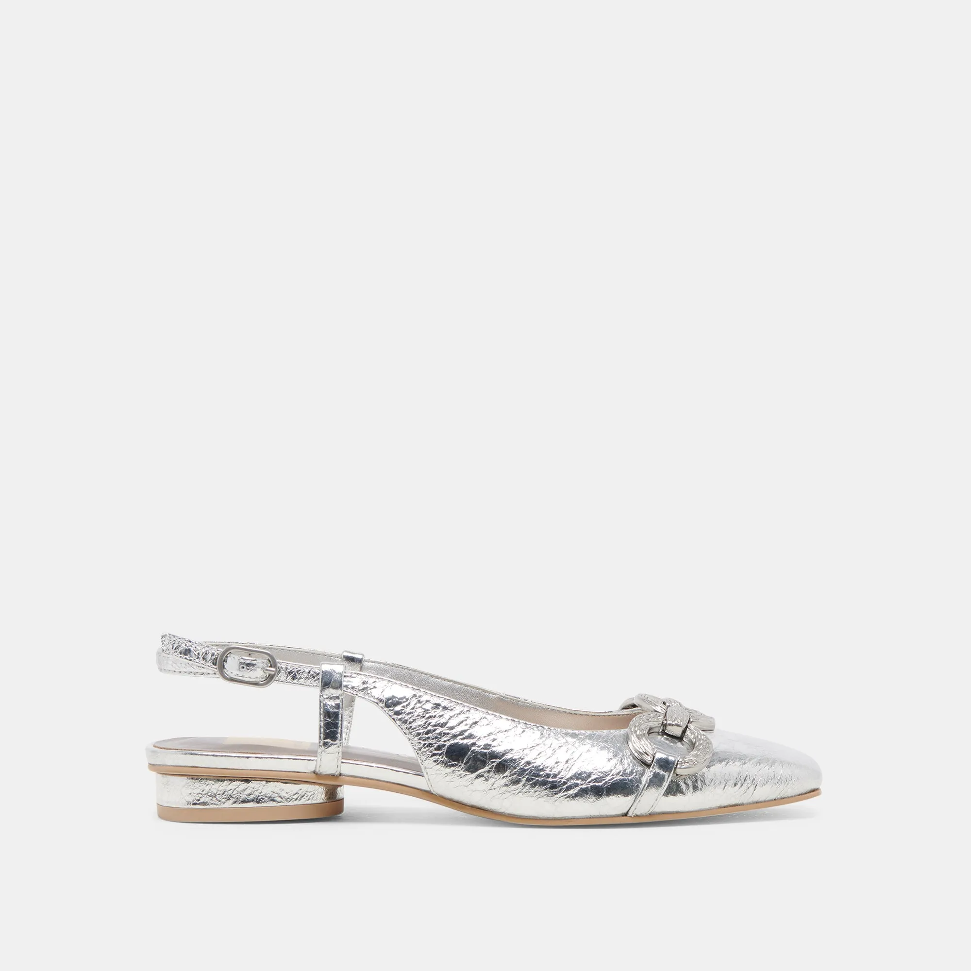 RAMANO FLATS SILVER DISTRESSED LEATHER sold by Dolce Vita