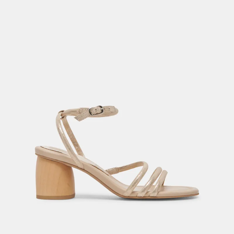 MIKAEL HEELS LIGHT GOLD NUBUCK sold by Dolce Vita