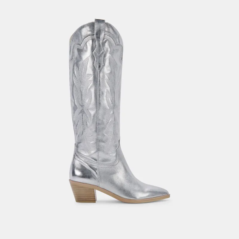 SHIREN BOOTS SILVER METALLIC SUEDE sold by Dolce Vita