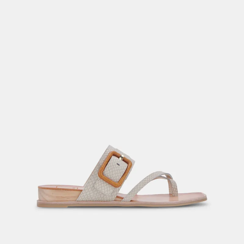 PERRIS SANDALS IVORY EMBOSSED LEATHER sold by Dolce Vita