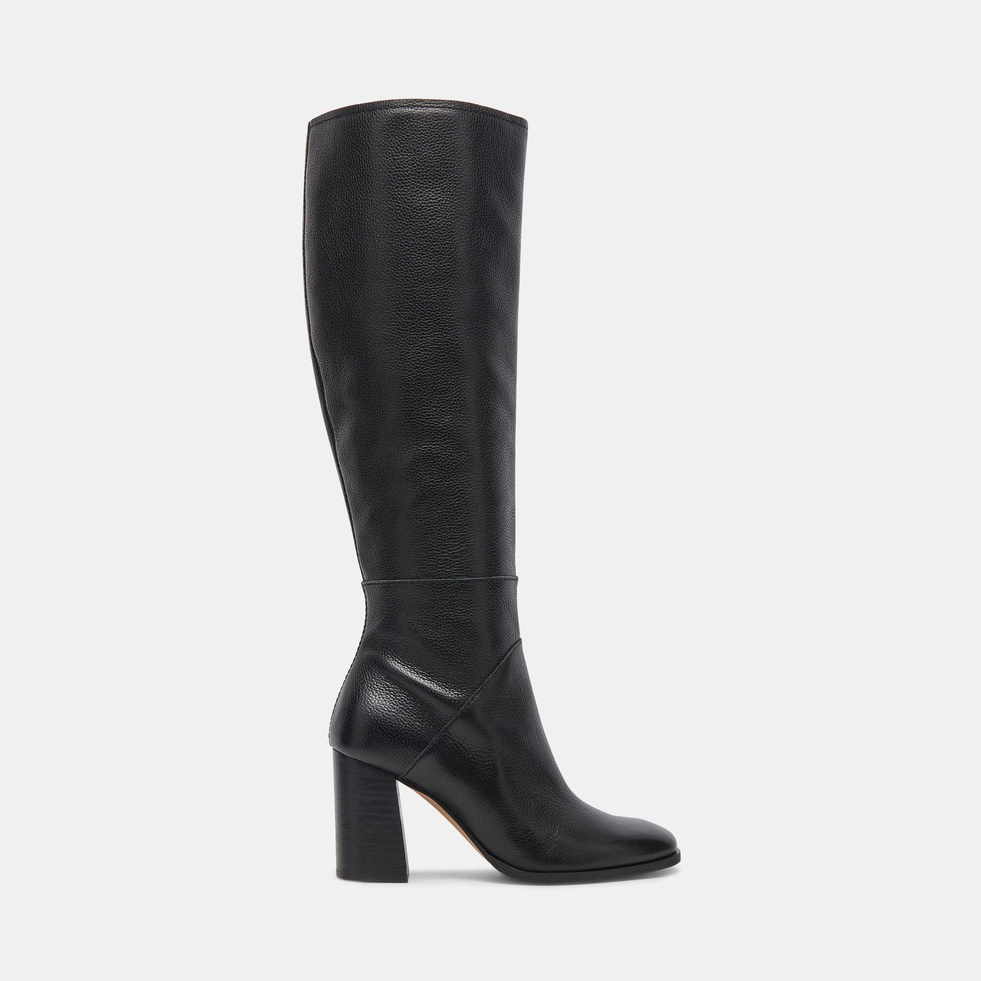 FYNN EXTENDED CALF BOOTS ONYX LEATHER sold by Dolce Vita