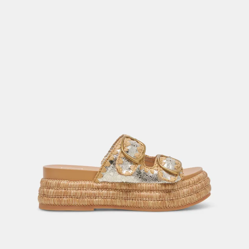 WANIKA SANDALS PLATINUM CRACKLED LEATHER sold by Dolce Vita