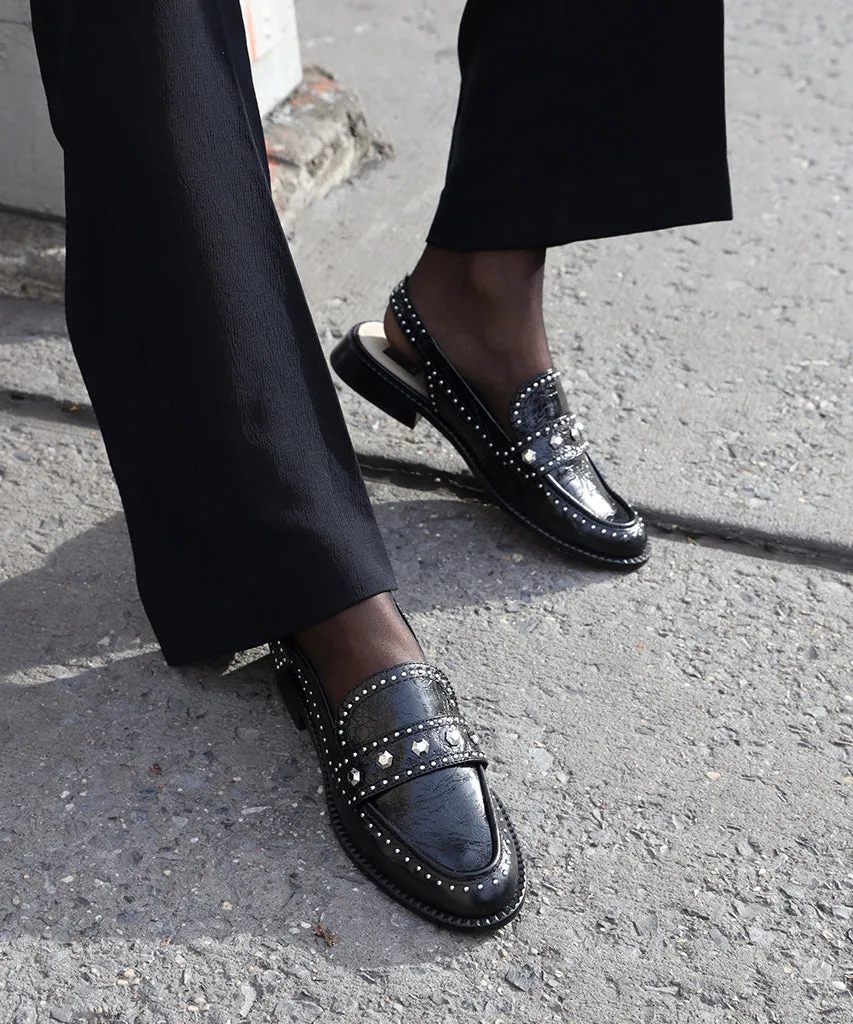 HARDI STUD LOAFERS MIDNIGHT CRINKLE PATENT | Parallel