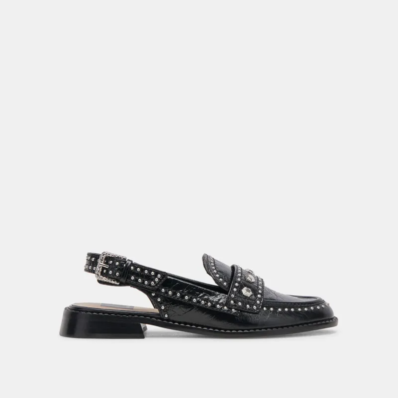 HARDI STUD LOAFERS MIDNIGHT CRINKLE PATENT sold by Dolce Vita