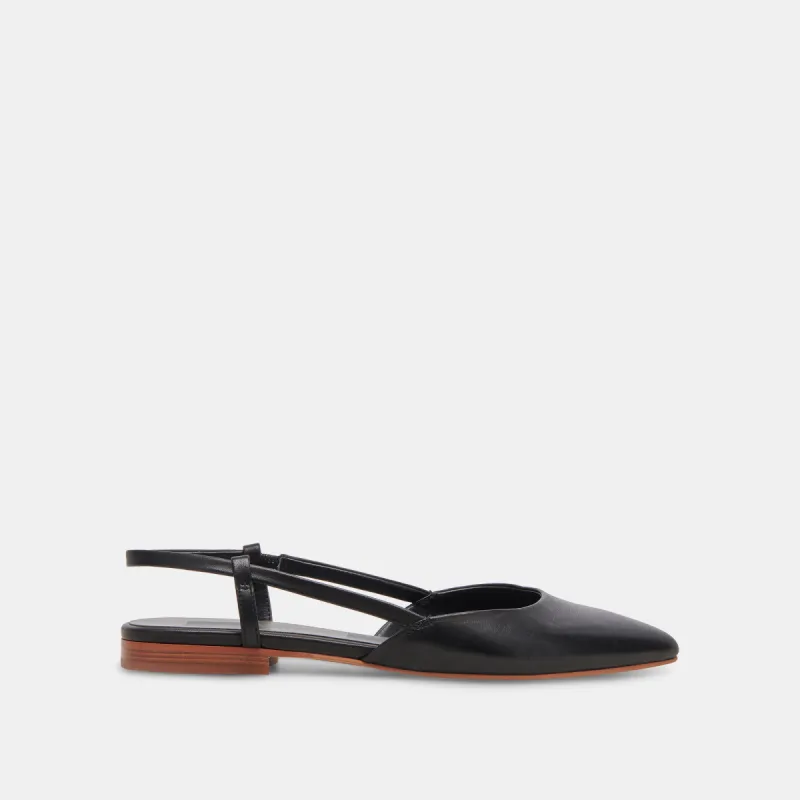 NARAH FLATS BLACK LEATHER sold by Dolce Vita