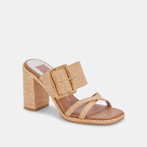 ONNIE WIDE HEELS WARM NATURAL RAFFIA sold by Dolce Vita