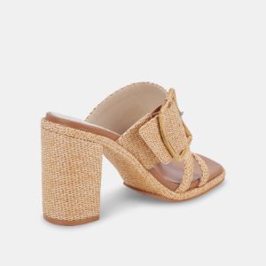 ONNIE WIDE HEELS WARM NATURAL RAFFIA sold by Dolce Vita
