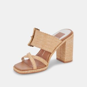 ONNIE WIDE HEELS WARM NATURAL RAFFIA sold by Dolce Vita