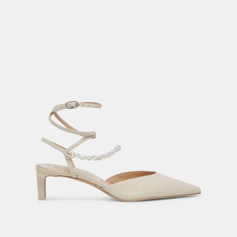 LOKLYN PEARL HEELS VANILLA LEATHER sold by Dolce Vita