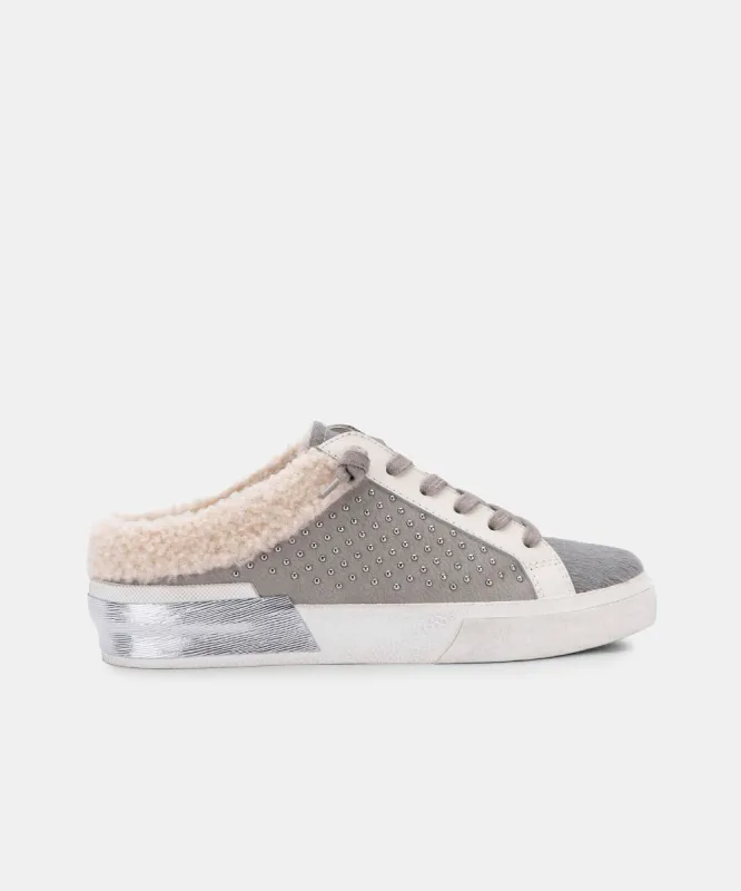 ZETA PLUSH SNEAKERS IN GREY STUDDED NUBUCK - re:vita sold by Dolce Vita