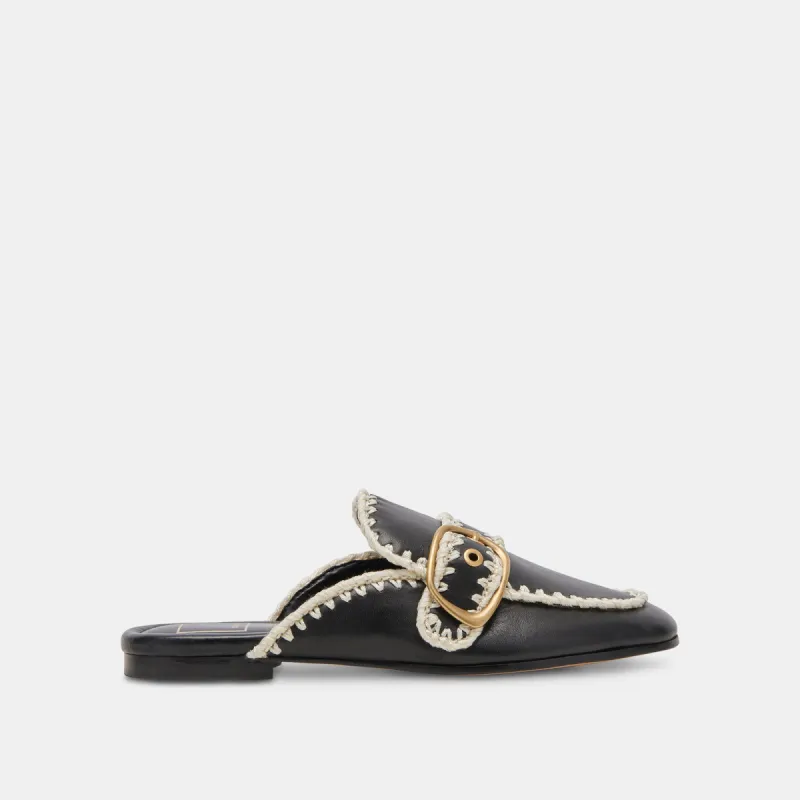 SANTEL STITCH FLATS BLACK LEATHER sold by Dolce Vita