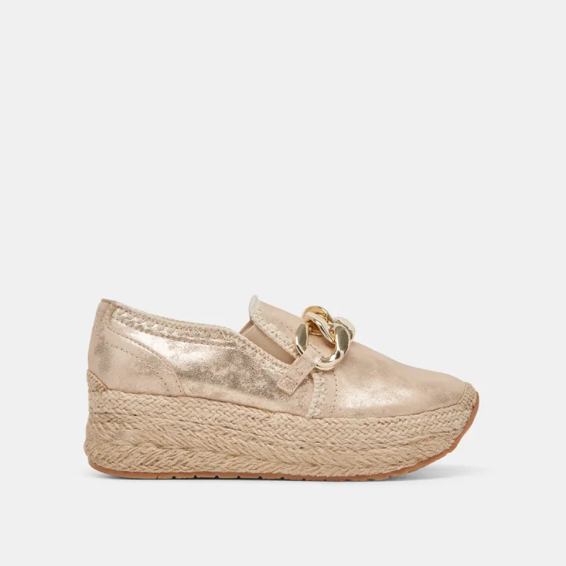 JHENEE ESPADRILLE SNEAKERS LIGHT GOLD NUBUCK sold by Dolce Vita
